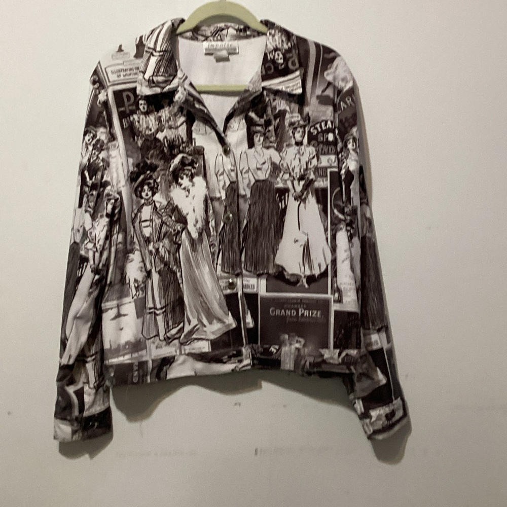 Impulse California Vintage Newsprint Collared Jacket Women's X-Large